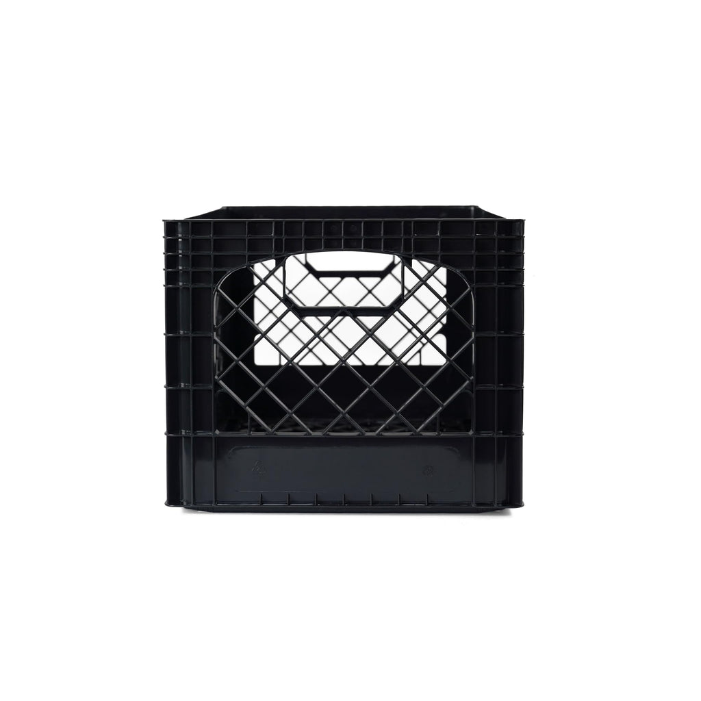 HORSESHOE STORAGE Stackable Milk Crates, 3 Pack, Kitchen Work Commercial Garage Totes, 24 Quart, Heavy Duty Plastic, Black, 19" L x 13" W 11" H